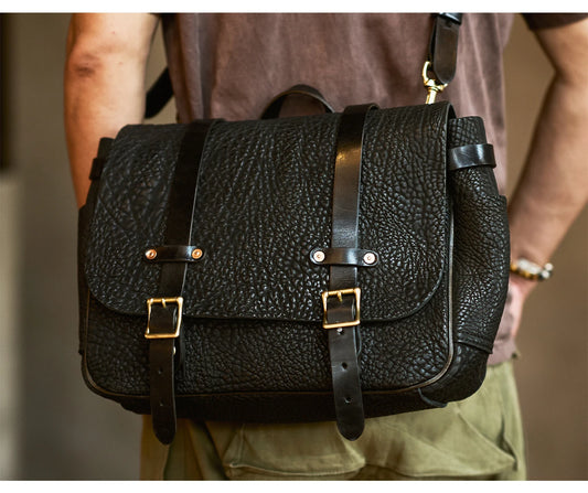 Unisex Leather Messenger Bag For Laptop