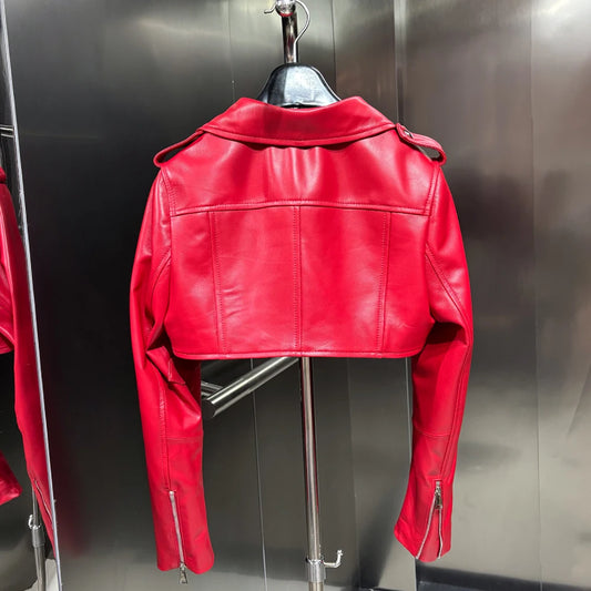 2025 Spring Fashion Real Sheepskin Leather Crop Top Jacket Women Plus Size More Colors