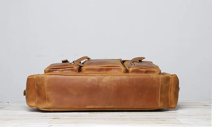 Large Capacity Crazy Horse Leather Business Briefcase