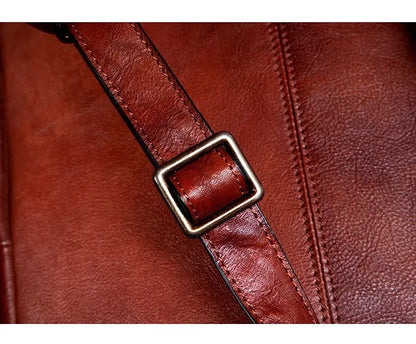Large Capacity Vegetable Tanned Leather Travel Backpack