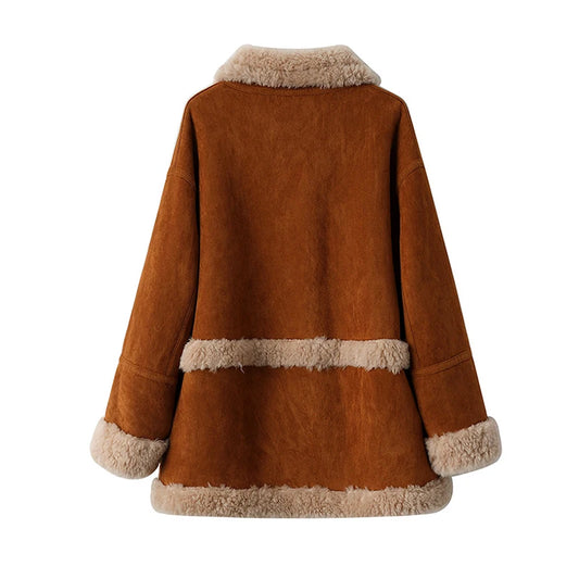 Tan Brown Genuine Leather Jacket With Faux Fur