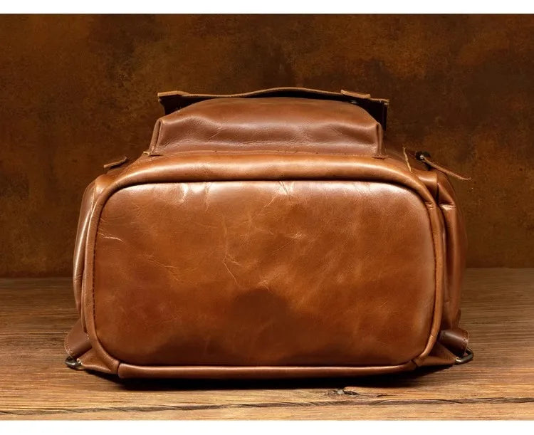 Large Capicity Brown Leather Travel Backpack