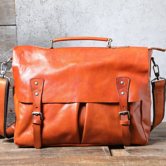 Ultra Soft Tan Leather Laptop Bags For Men