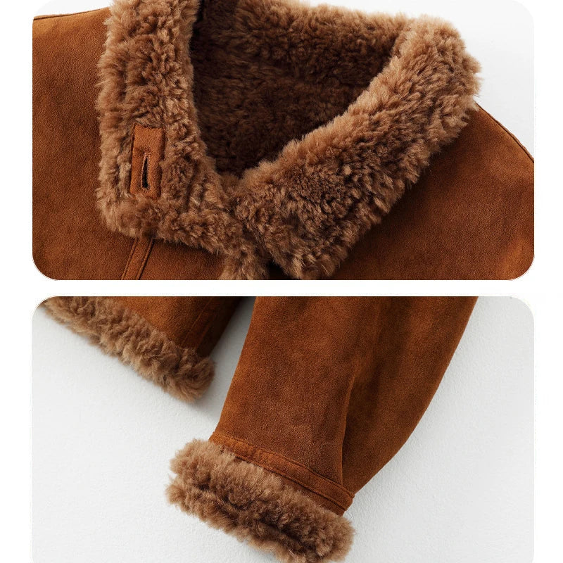 Brown Genuine Leather Jacket With Faux Fur