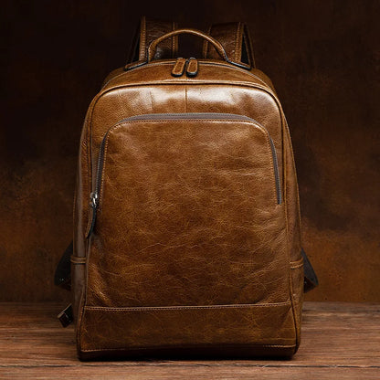 Unisex Black Leather Rucksack - Work Backpack
