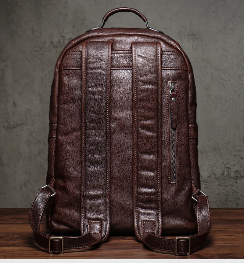 Large Capicity Brown Leather Backpack For Women