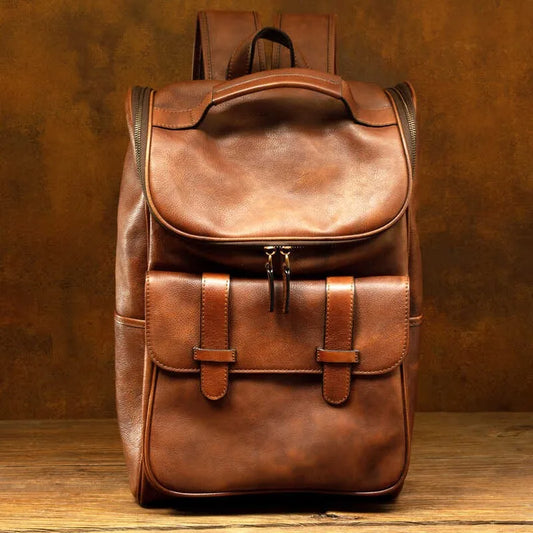 Vegetable Tanned Cowhide Luxury Leather Backpack