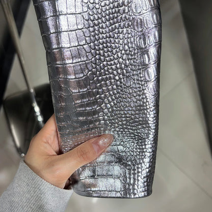 2025 Autumn Silver Shinny Leather Jacket Ladies Real Sheepskin Jacket Women Lambskin Cloth Short