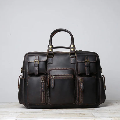 Large Capacity Crazy Horse Leather Business Briefcase