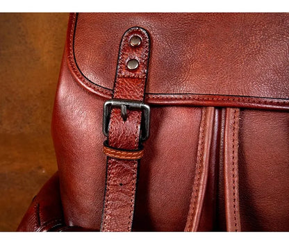 Large Capacity Vegetable Tanned Leather Travel Backpack