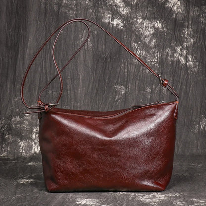 Minimalist Leather Crossbody Bag With Zipper