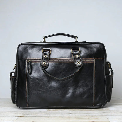 Large Capacity Crazy Horse Leather Business Briefcase