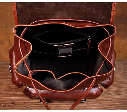 Large Capacity Vegetable Tanned Leather Travel Backpack