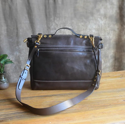 Unisex Soft Brown Leather Messanger Bag
