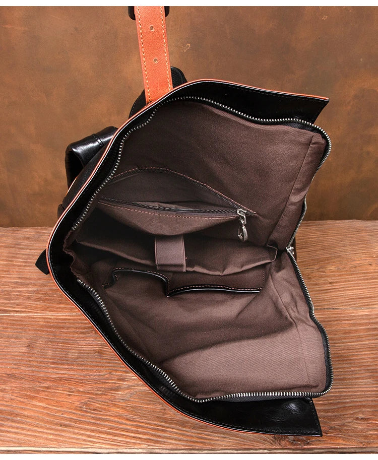 Large Capacity Business Leather Flap Backpack
