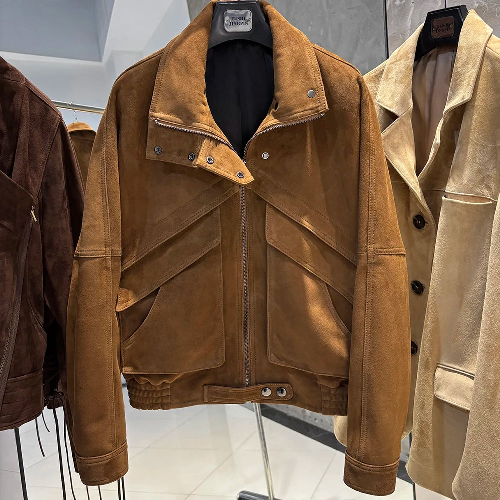 Suede Jacket Women Real Leather Jacket