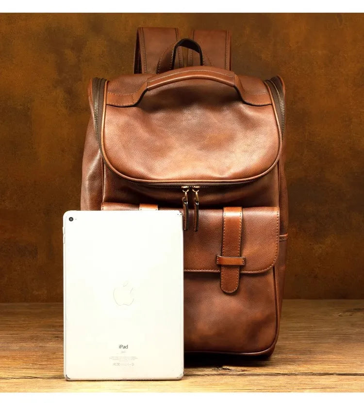 Vegetable Tanned Cowhide Luxury Leather Backpack