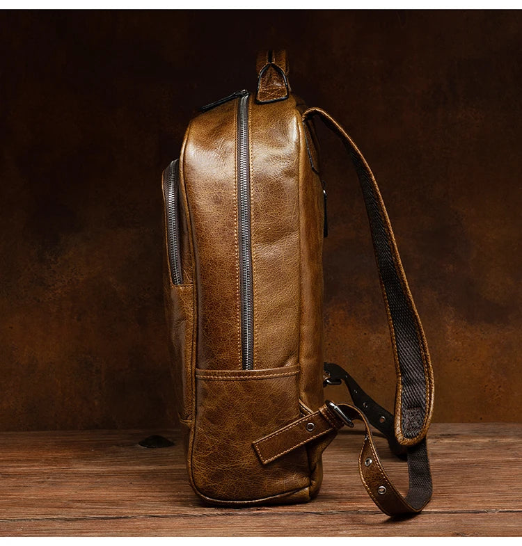 Unisex Black Leather Rucksack - Work Backpack
