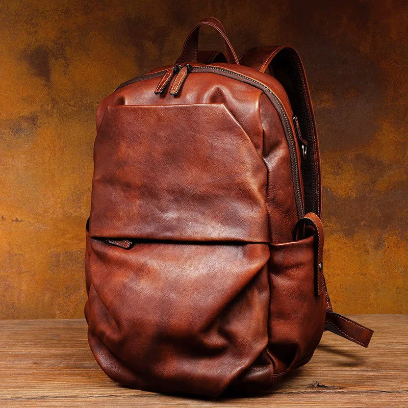 Brown Leather Backpack Mens - Large Capicity Bag