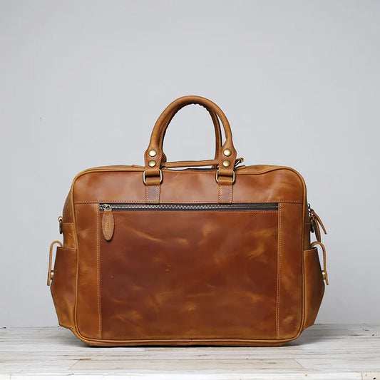 Large Capacity Crazy Horse Leather Business Briefcase