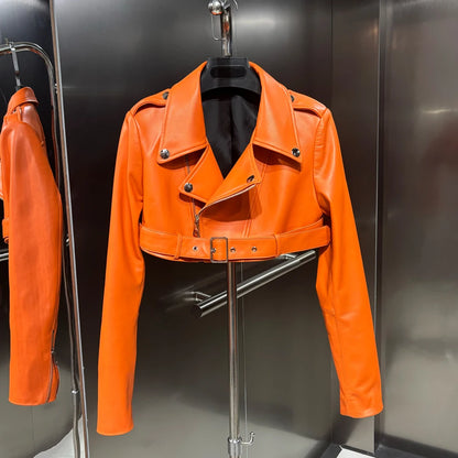 2025 Spring Fashion Real Sheepskin Leather Crop Top Jacket Women Plus Size More Colors