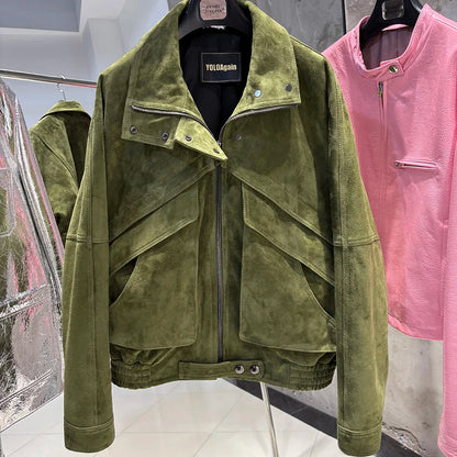 Suede Jacket Women Real Leather Jacket