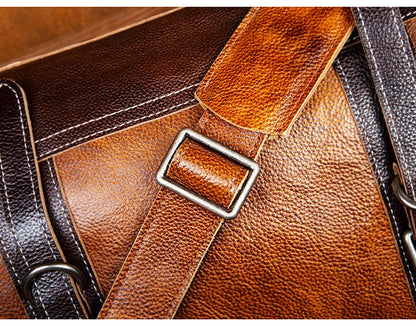 Top Layer Mens Vintage Leather Duffle Bag