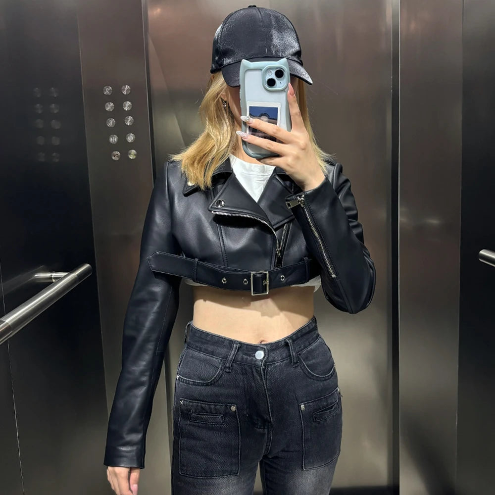 Leather Crop Women Ladies Real Sheepskin Coat Women Lambskin Cloth Short