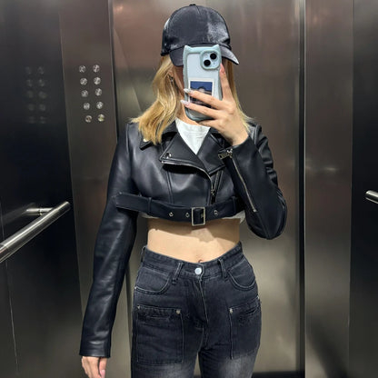 Leather Crop Women Ladies Real Sheepskin Coat Women Lambskin Cloth Short