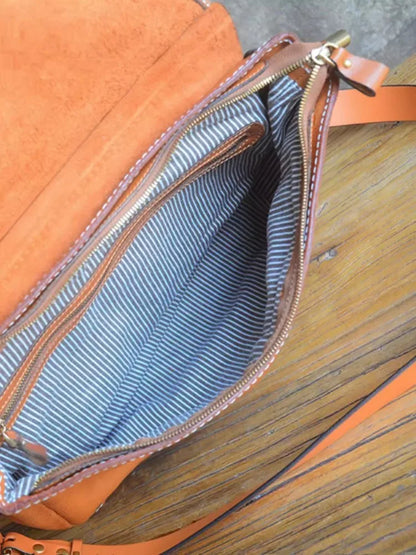 Unisex Soft Brown Leather Messanger Bag