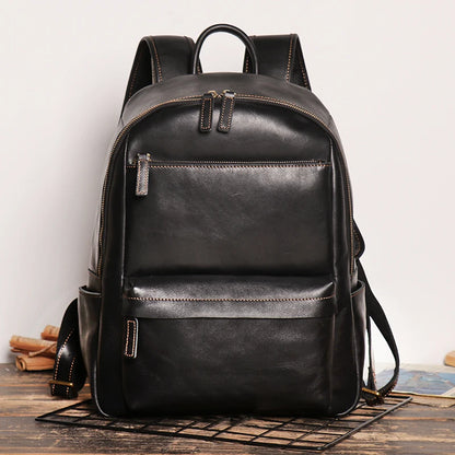 Handmade Black Leather Backpack For woman
