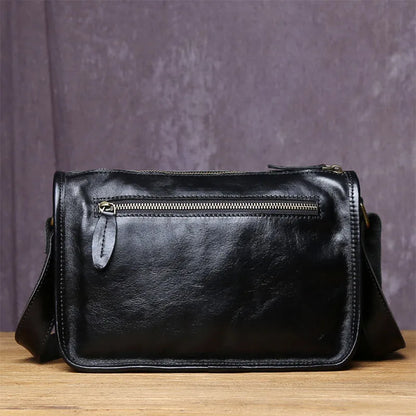 Top Layer Cowhide Unisex Leather Crossbody Bag