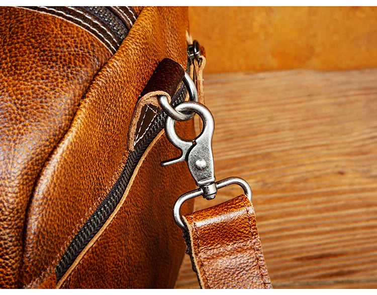 Top Layer Mens Vintage Leather Duffle Bag