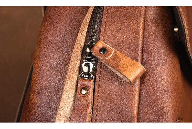 Vegitable Tanned Brown Rucksack Leather Backpack