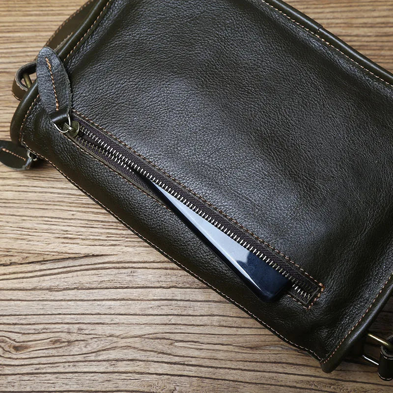Top Layer Cowhide Unisex Leather Crossbody Bag
