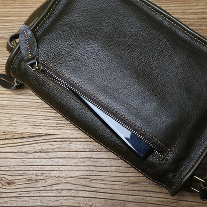 Top Layer Cowhide Unisex Leather Crossbody Bag
