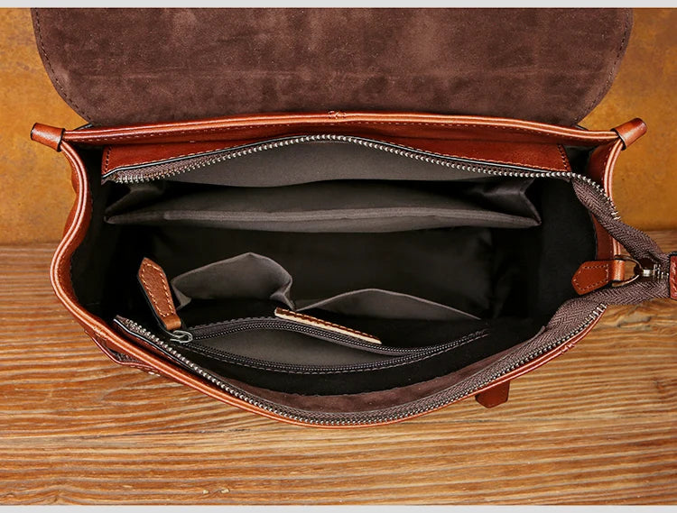 Vegetable Tanned Leather Rucksack Backpack For Mens