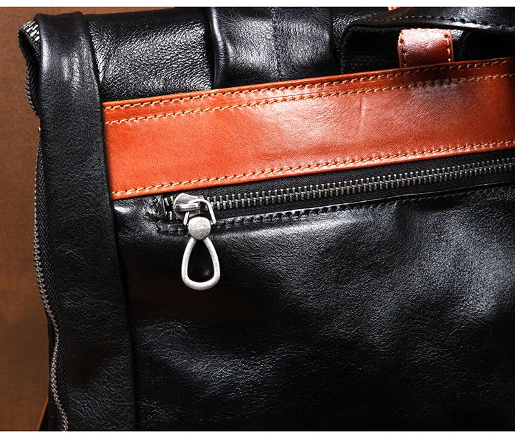 Large Capacity Business Leather Flap Backpack