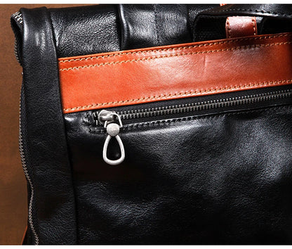 Large Capacity Business Leather Flap Backpack