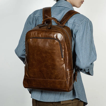 Unisex Black Leather Rucksack - Work Backpack