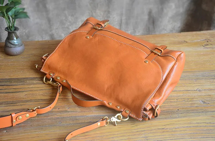 Unisex Soft Brown Leather Messanger Bag