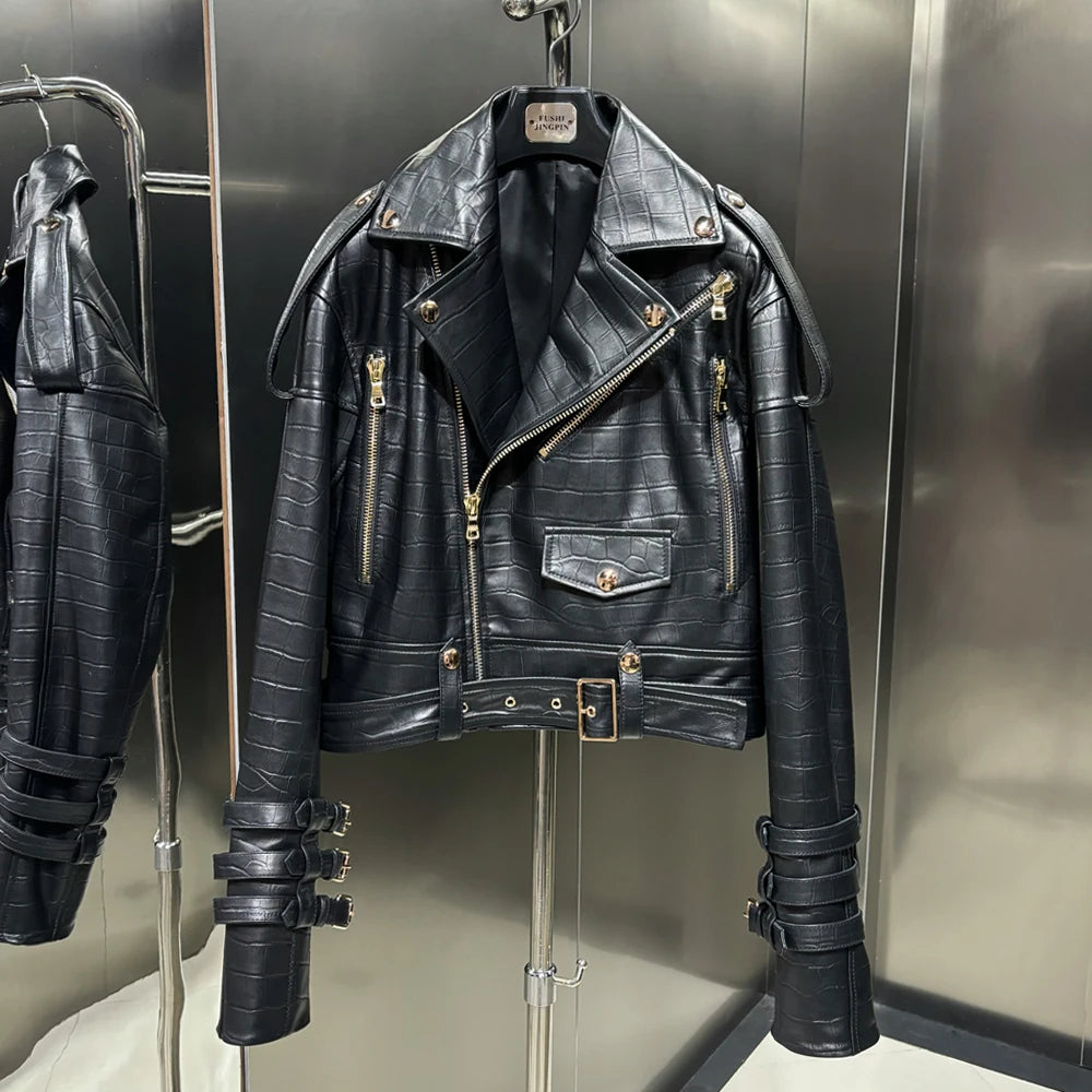 2025 Spring New Shinny Leather Jackets Women Real Sheepskin Coats Women Natural Lambskin Clothes