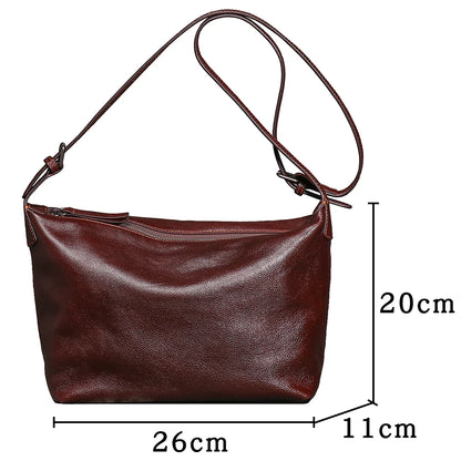 Minimalist Leather Crossbody Bag With Zipper