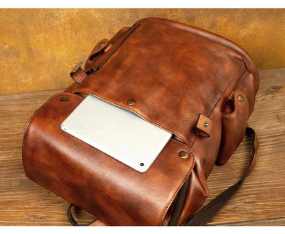 Top Layer Cowhide Unisex Black Luxury Work Backpack
