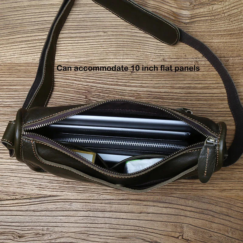 Top Layer Cowhide Unisex Leather Crossbody Bag