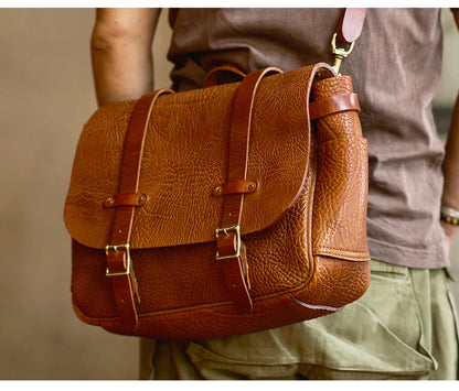 Unisex Leather Messenger Bag For Laptop