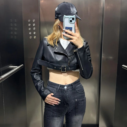 Leather Crop Women Ladies Real Sheepskin Coat Women Lambskin Cloth Short
