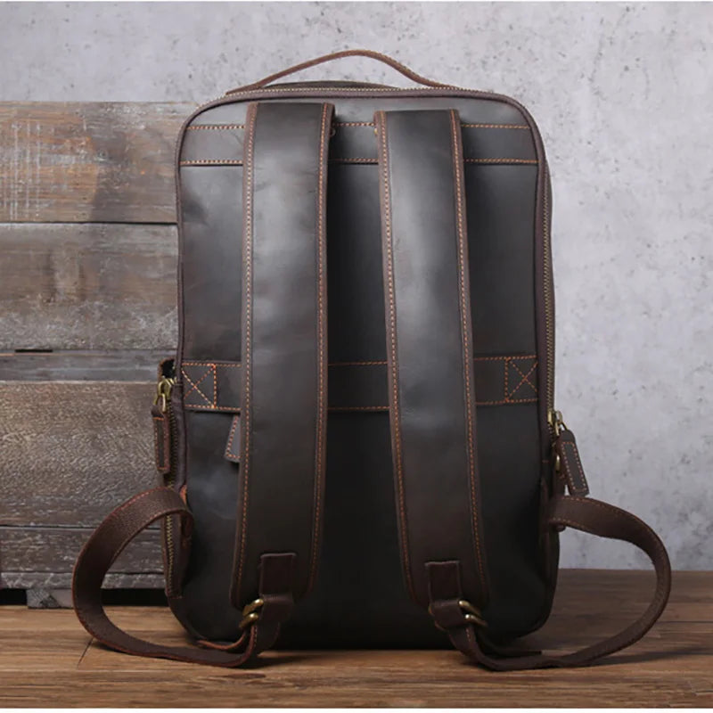 Unisex Vintange Crazy Horse Leather Backpack