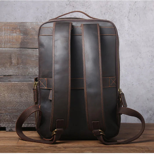 Unisex Vintange Crazy Horse Leather Backpack