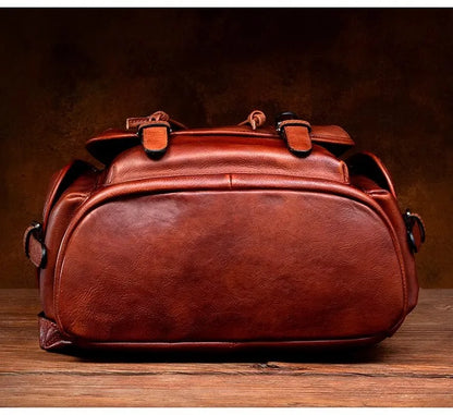 Large Capacity Vegetable Tanned Leather Travel Backpack